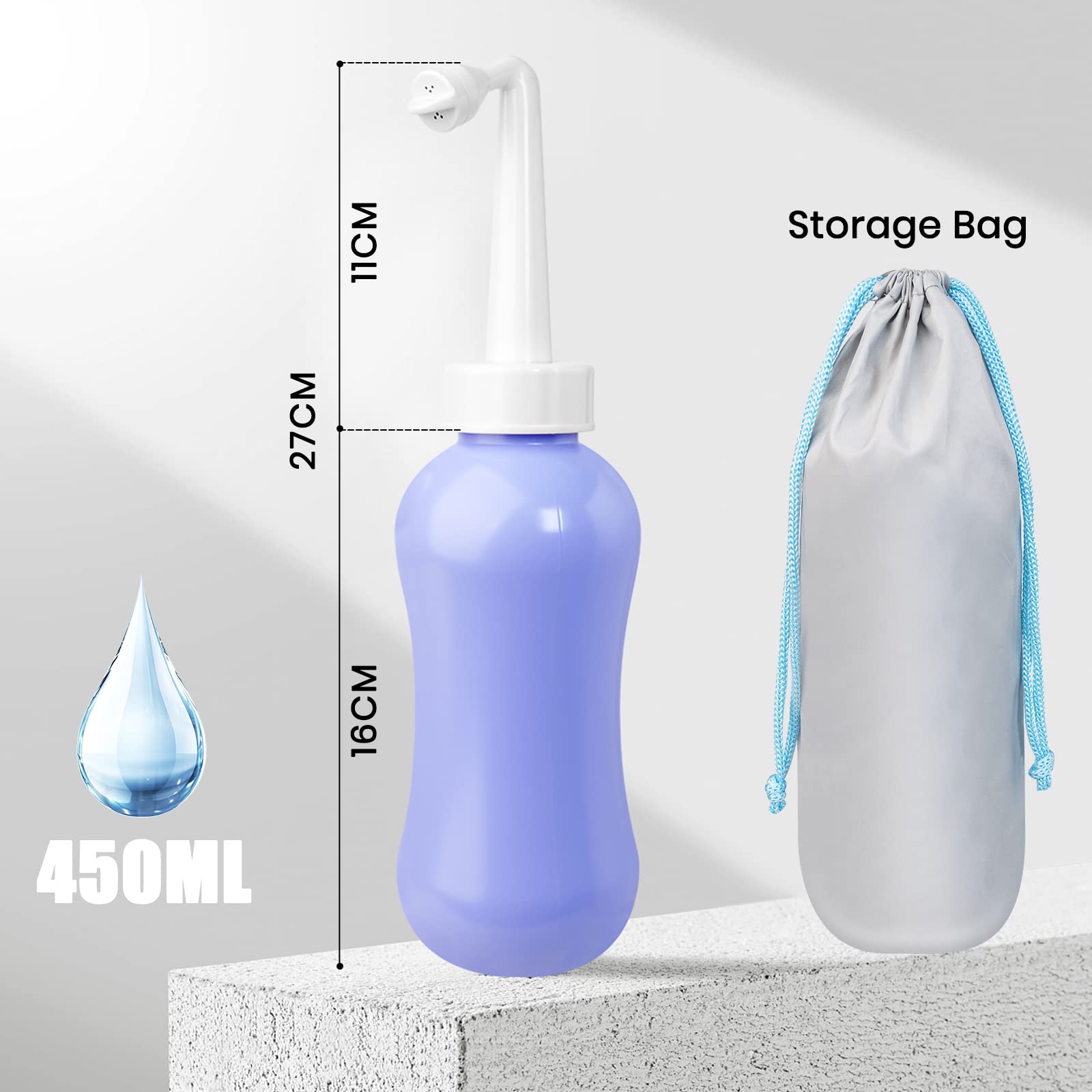 450ml Peri Bottle Postpartum for Feminine Care, 2 Pack Portable Travel Bidet for Toilet, Perineal Bottle